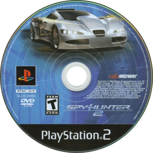 Spy Hunter 2 game for the PlayStation 2 featuring vehicular combat gameplay with high speed driving missions weapon equipped vehicles objective based levels and arcade style action across international locations disc