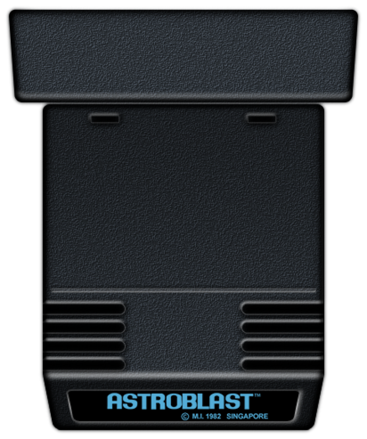 Astroblast cartridge art for Atari 2600 (2600) video game
