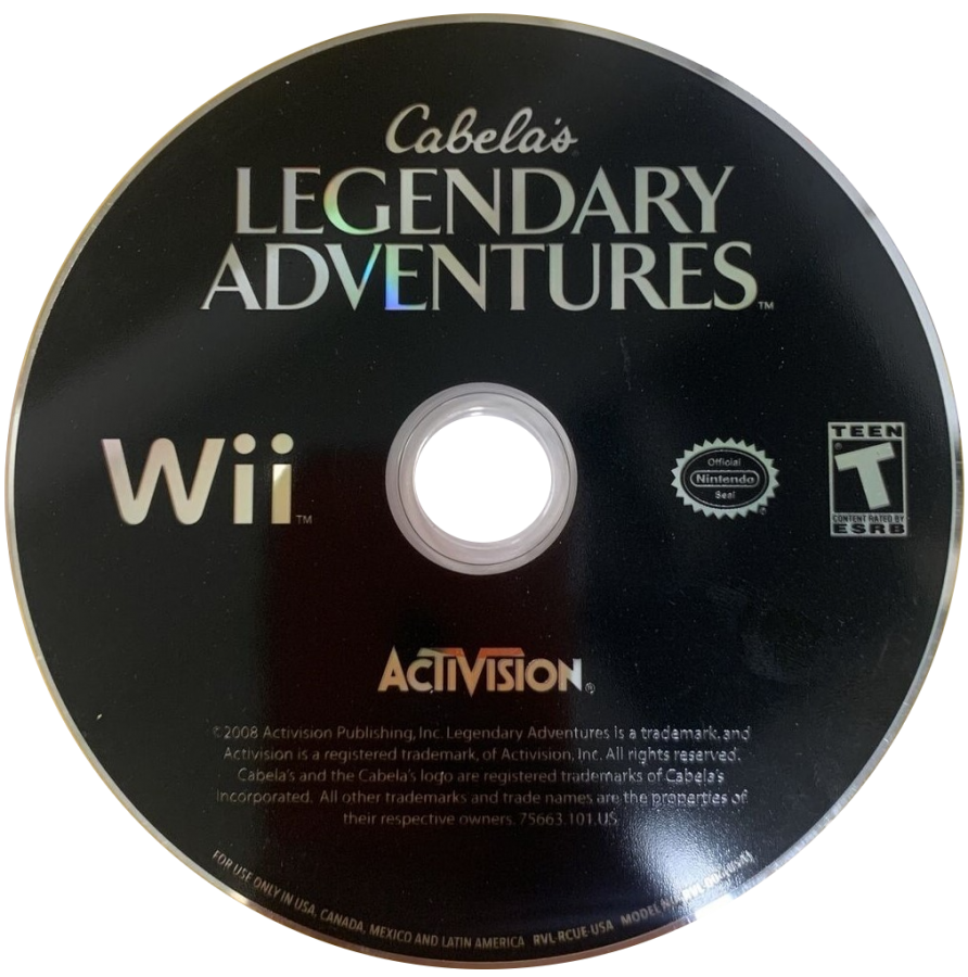 Cabela's Legendary Adventures disc cover art for Nintendo Wii (Wii) video game