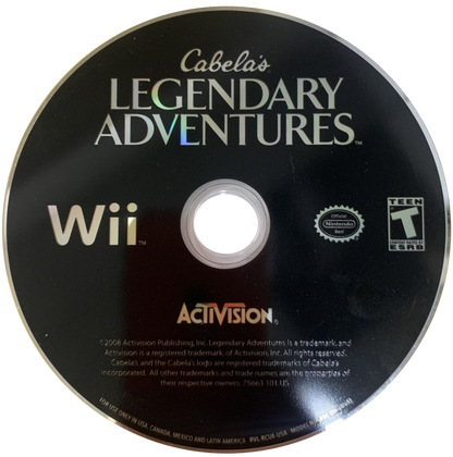 Cabela's Legendary Adventures disc cover art for Nintendo Wii (Wii) video game