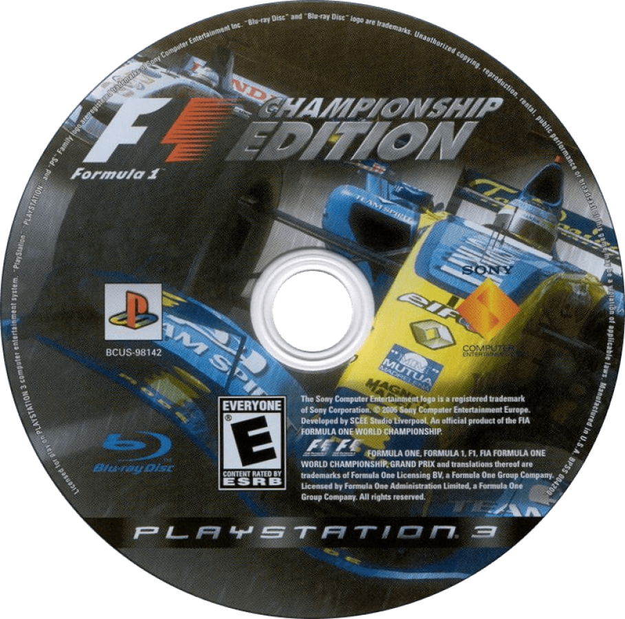 Formula One [Championship Edition] disc for PlayStation 3 (PS3) video game