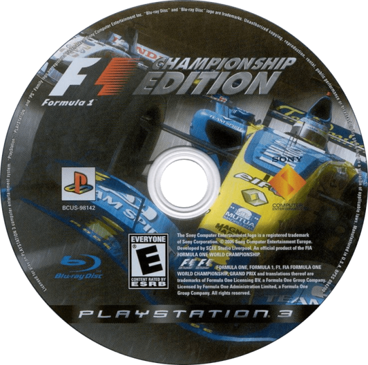 Formula One [Championship Edition] disc for PlayStation 3 (PS3) video game