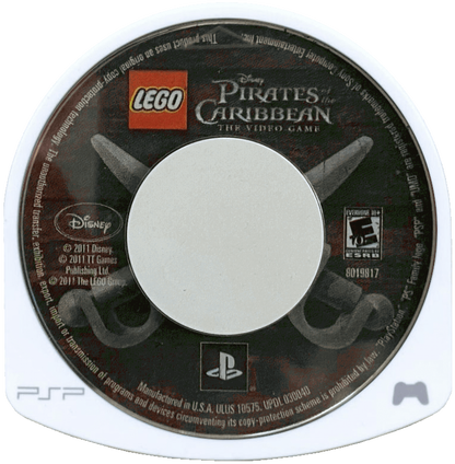LEGO Pirates of the Caribbean The Video Game PlayStation Portable PSP inspired design featuring family friendly action adventure aesthetic LEGO styled pirate characters Caribbean exploration humorous storytelling puzzle solving cooperative inspired gameplay and swashbuckling movie based excitement presentation UMD