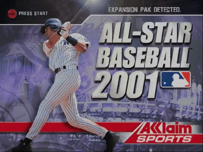 All-Star Baseball 2001 title screen for Nintendo 64 video game. 