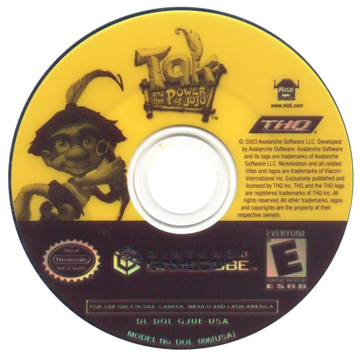 Tak and the Power of Juju Nintendo GameCube GC video game featuring action adventure platforming gameplay colorful fantasy world exploration puzzle solving combat challenges Tak character adventure retro video game Nintendo GameCube collection collectible gaming appeal game disc