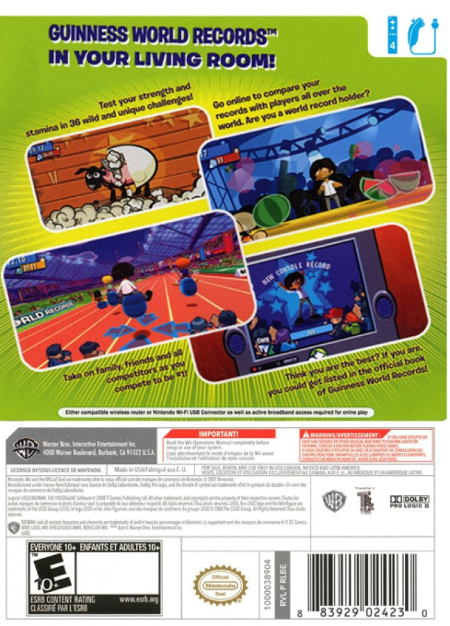 Guinness World Records: The Video Game – Nintendo Wii (Wii) party challenge mini-game back of case for video game