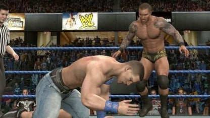 WWE SmackDown vs Raw 2010 PlayStation 2 PS2 video game featuring professional wrestling gameplay WWE superstars signature moves championship matches wrestling rivalries Road to WrestleMania story mode create a superstar character customization career challenges multiplayer matches and classic PlayStation 2 sports entertainment action retro video game collection collectible gaming appeal gameplay