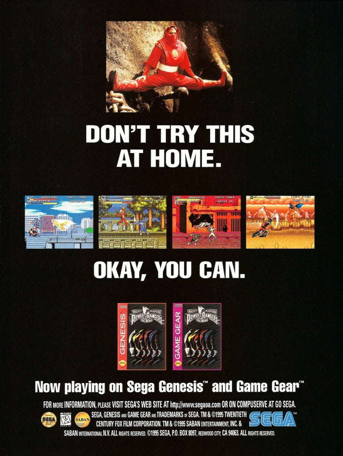 Mighty Morphin Power Rangers: The Movie – Sega Game Gear (GG) Advertising Game Art for this Sega Video Game