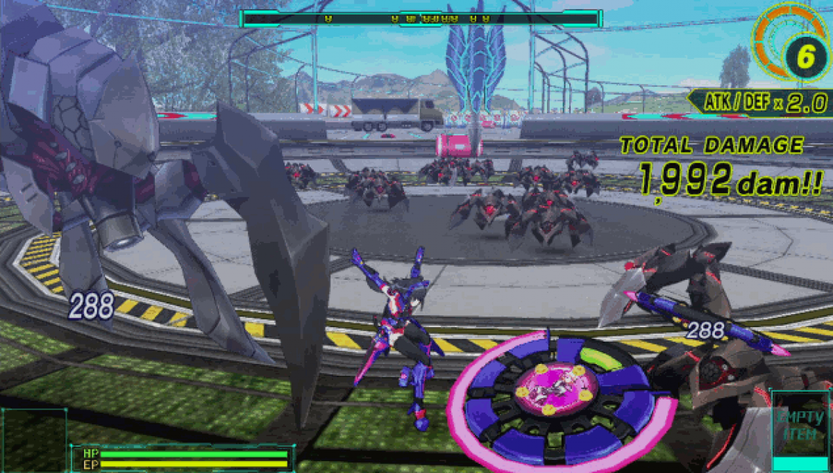 Drive Girls PlayStation Vita video game, action combat, anime-style characters, vehicle transformation gameplay, handheld console title gameplay screenshot