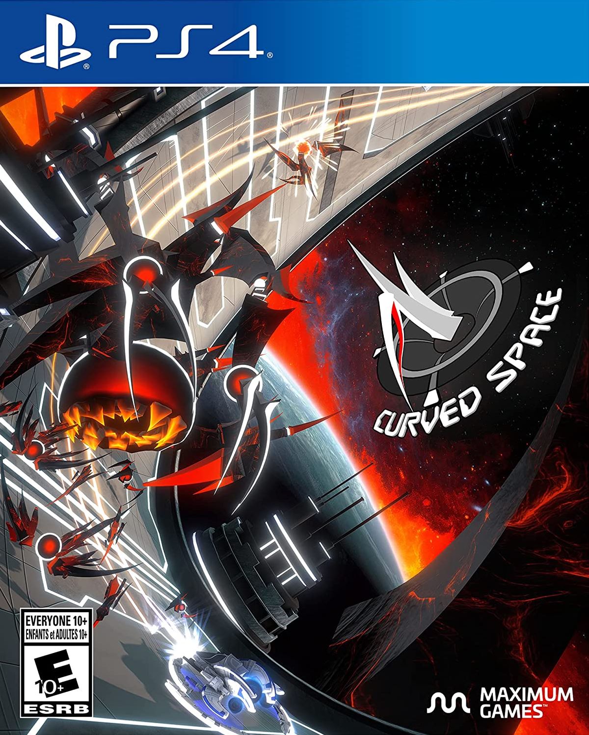 Curved Space – PlayStation 4 (PS4) video game cover image, twin-stick shooter by Only By Midnight