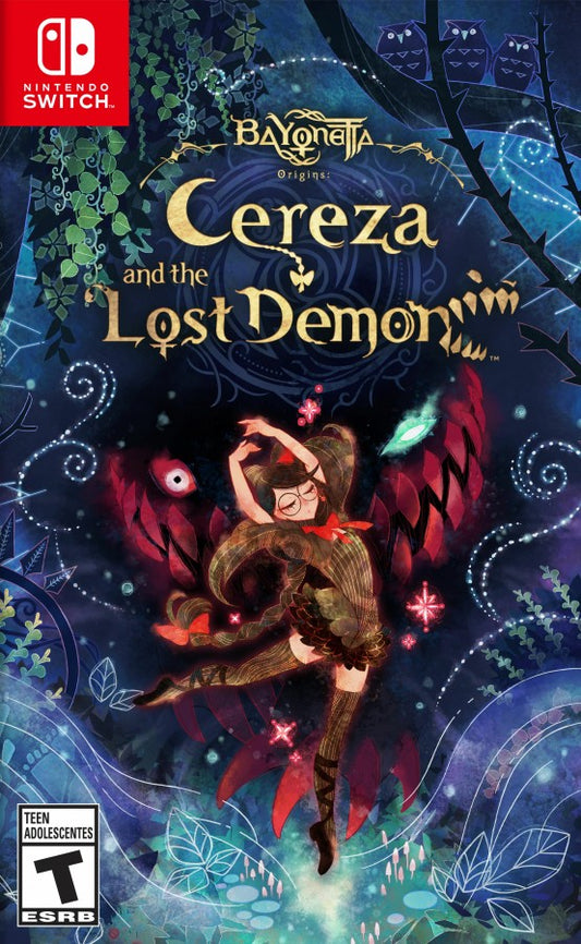 Bayonetta Origins Cereza and the Lost Demon Nintendo Switch action-adventure prequel puzzle-platforming fairy-tale art style Cereza demon companion Cheshire magical forest storybook aesthetic cover art