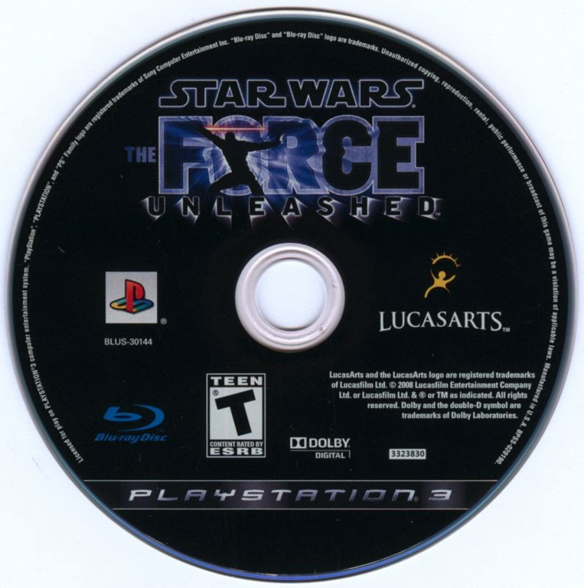 Star Wars: The Force Unleashed PS3 action-adventure video game disc