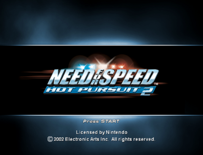 Need for Speed: Hot Pursuit 2 start screen for Nintendo GameCube (GC) racing video game
