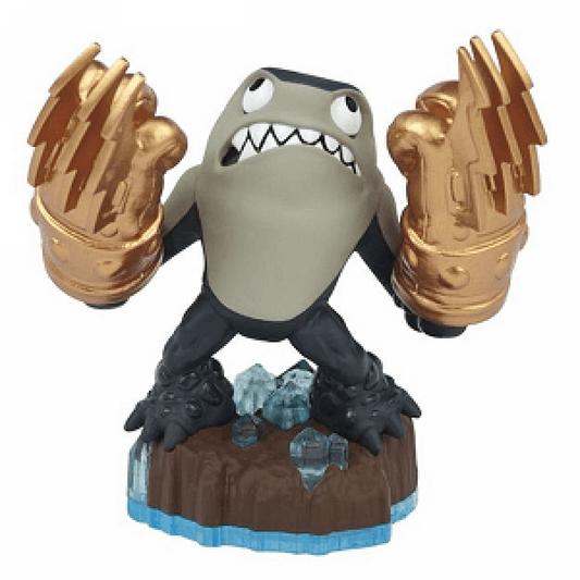 Knockout Terrafin Series 3 Skylanders Swap Force figure, earth element shark boxer with blue skin, red gloves and championship belt, muscular build in fighting stance, detailed collectible toy on portal base from Skylanders Swap Force series