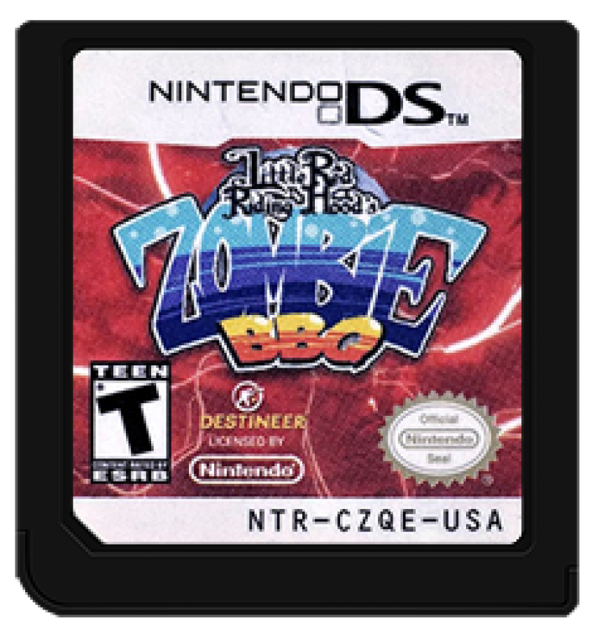 Little Red Riding Hood's Zombie BBQ Nintendo DS DS action shooting video game featuring Little Red Riding Hood zombie enemies fast-paced shooting combat colorful environments challenging levels weapons boss battles and classic Nintendo DS DS gameplay collectible retro gaming appeal cartridge art