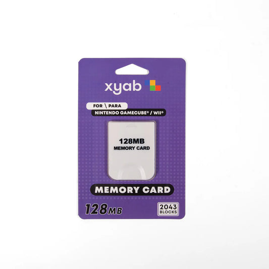 XYAB brand 128MB memory card compatible with Nintendo GameCube and Wii consoles for saving game progress and data
