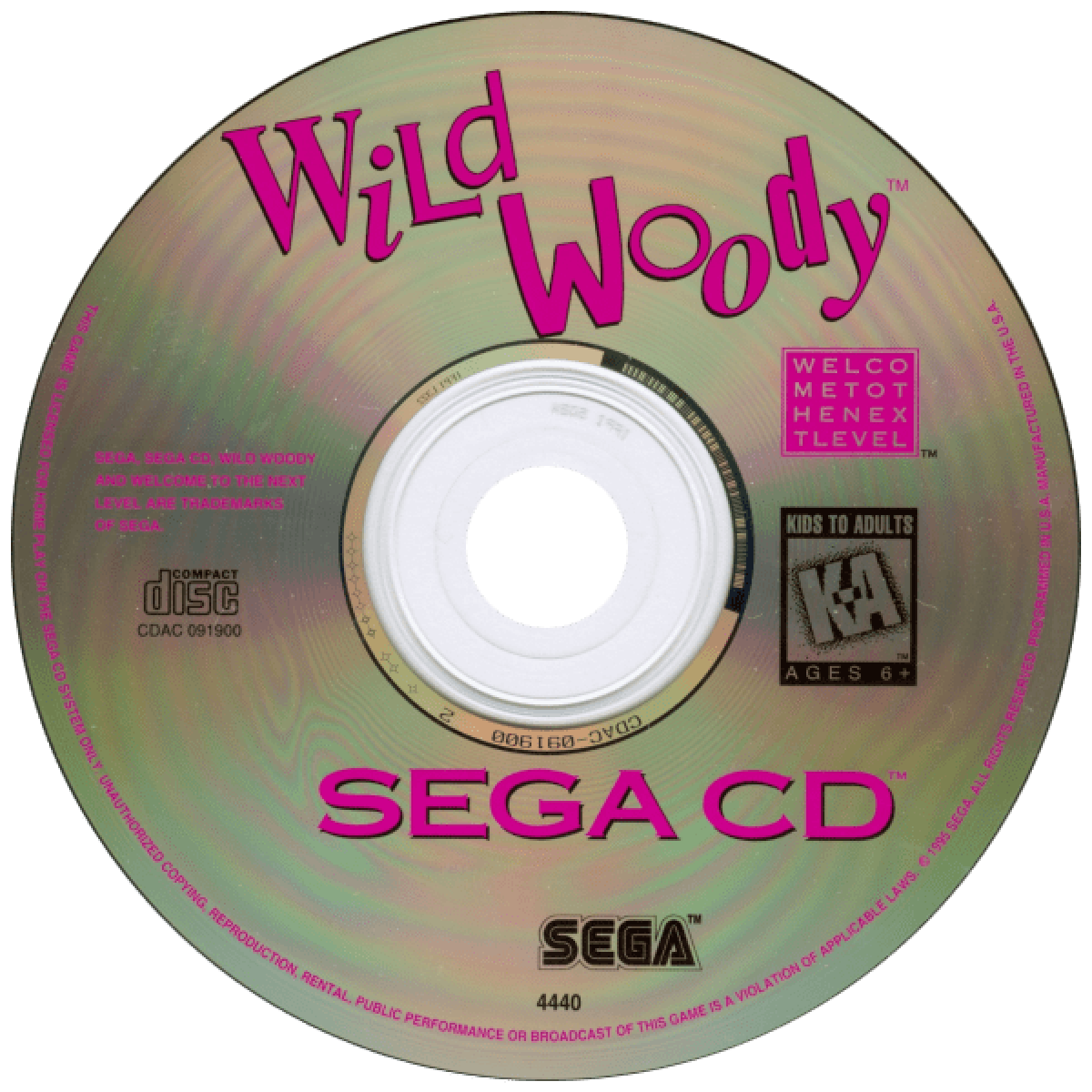 Wild Woody Sega CD platformer action game cartoon style gameplay animated pencil character side scrolling adventure Sega CD classic quirky retro platforming collectible Sega CD software video game title disc