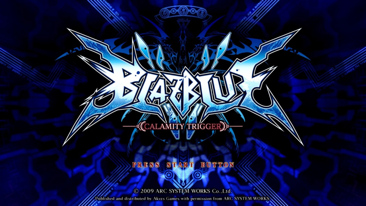 BlazBlue: Calamity Trigger start screen for Xbox 360 (X360) fighting video game