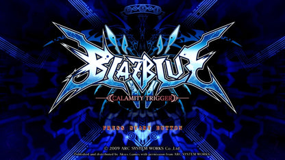 BlazBlue: Calamity Trigger start screen for Xbox 360 (X360) fighting video game