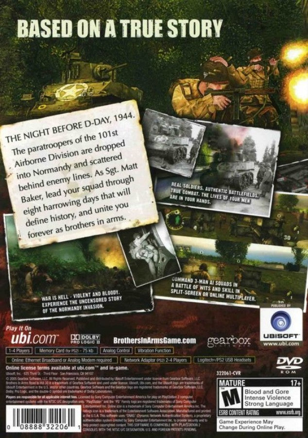 Brothers in Arms: Road to Hill 30 back cover art for PlayStation 2 (PS2) video game