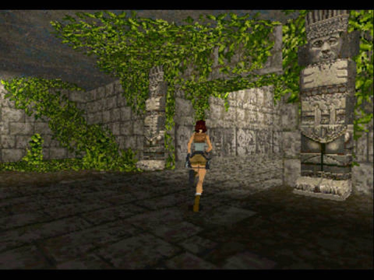 Tomb Raider gameplay for PlayStation 1 PS1 video game, action adventure, exploration and puzzle solving, classic Lara Croft debut title