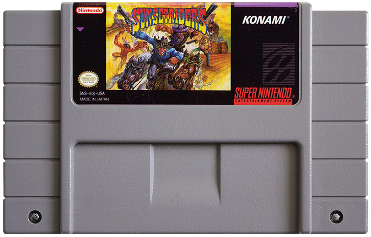 Sunset Riders cartridge for Super Nintendo Entertainment System (SNES) retro video game