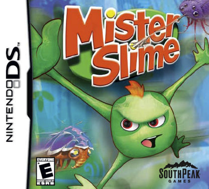 Mister Slime for Nintendo DS, cover image for a puzzle platformer video game with stretchy physics-based gameplay, obstacle navigation, and stylus-controlled challenges