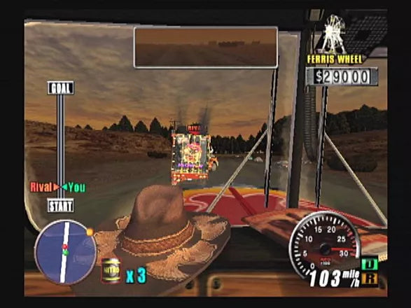 King of Route 66 PS2 Sony PlayStation 2 arcade driving game truck racing semi truck road combat delivery missions highway driving USA Route 66 arcade style gameplay SEGA retro gaming PlayStation 2 software video game title gameplay