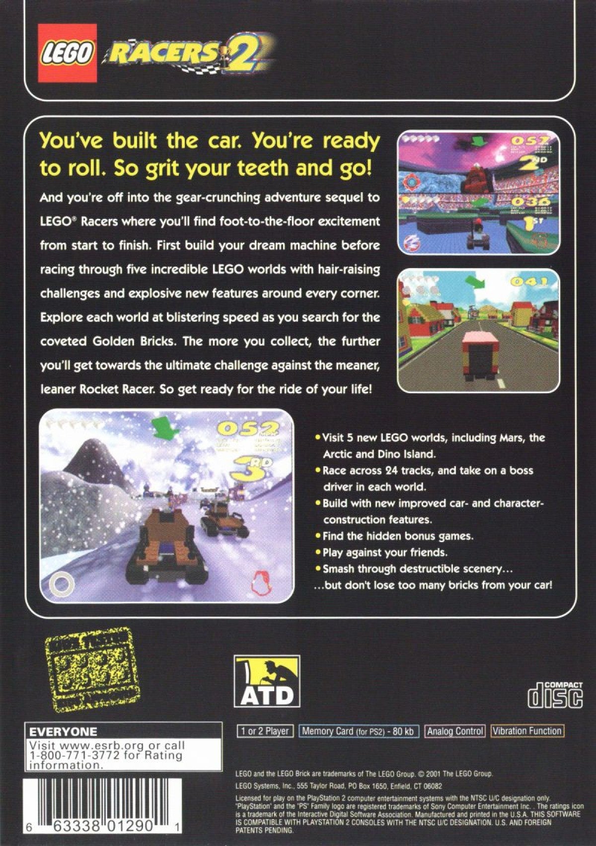 LEGO Racers 2 back cover art for PlayStation 2 (PS2) video game