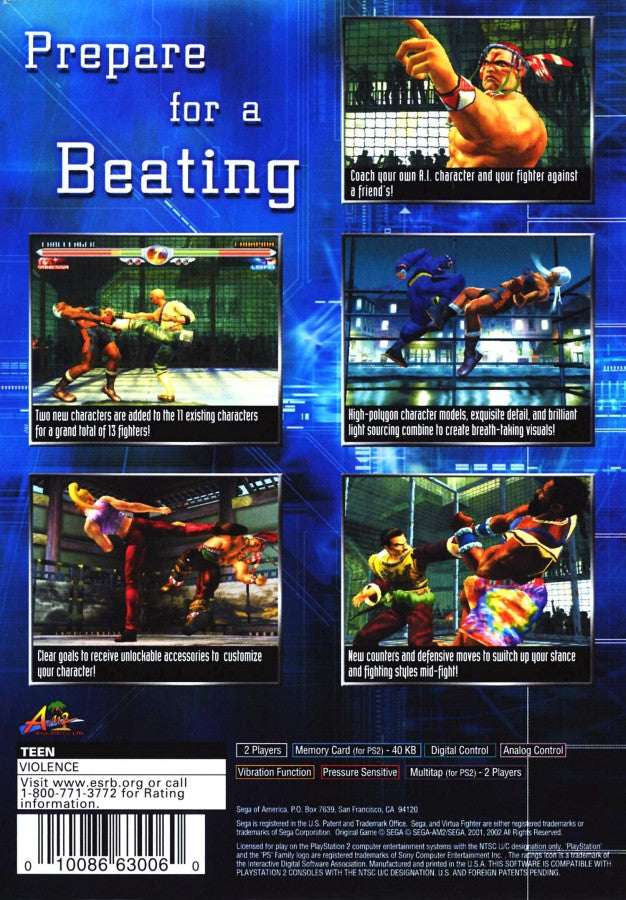 Virtua Fighter 4 for PlayStation 2 3D fighting game featuring martial arts combat diverse fighters arcade mode and competitive versus gameplay