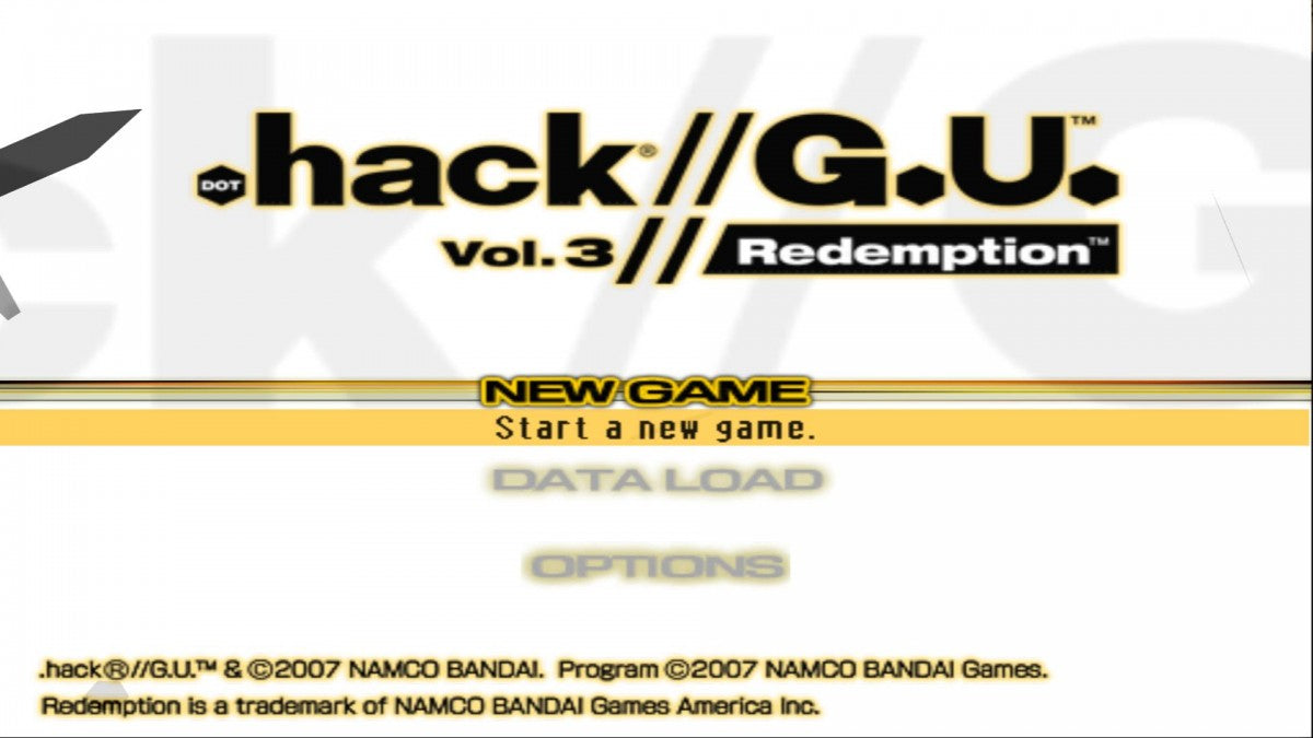 .hack//G.U. Redemption PS2 action role-playing video game title screen