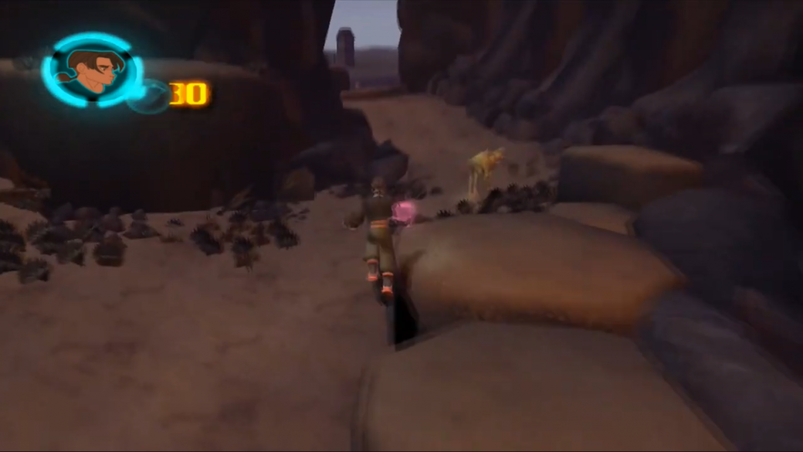 Disney Treasure Planet PlayStation 2 PS2 action-adventure platformer video game based on the animated film Treasure Planet Jim Hawkins John Silver Silver cyborg morph creature solar surfing adventure space pirate battles gadgets puzzles planet exploration hand-drawn cel-shaded visuals Sony Disney Interactive Buena Vista Games licensed tie-in gameplay screenshot