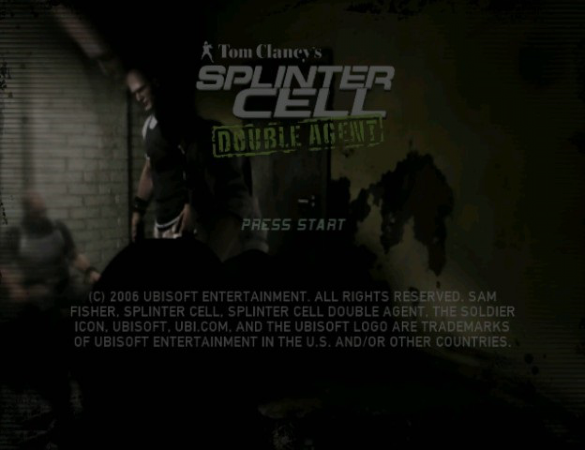Tom Clancy's Splinter Cell Double Agent GameCube game featuring stealth action gameplay and tactical espionage missions main menu