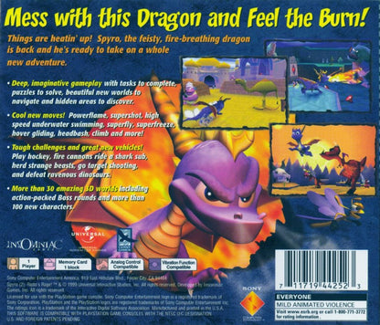 Spyro 2: Ripto's Rage! [Greatest Hits] back of case for retro video game