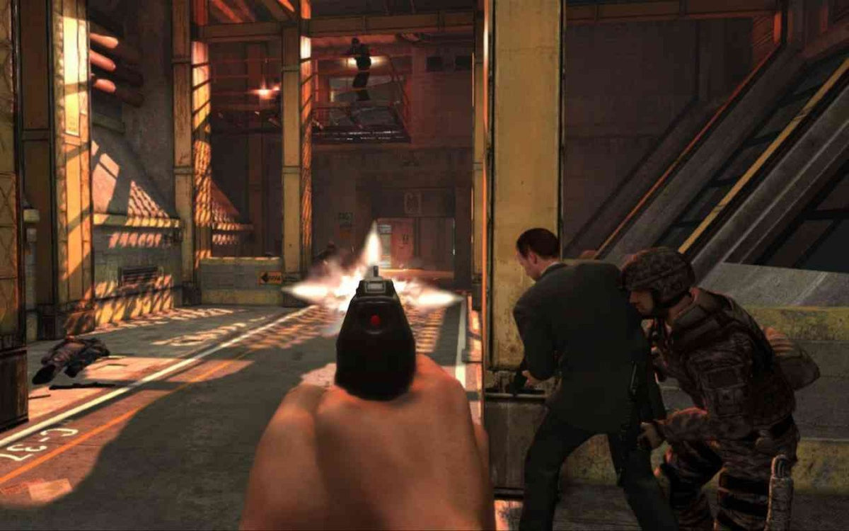 007 Legends Xbox 360 X360 video game featuring first person shooter action gameplay James Bond secret agent missions spy espionage combat iconic Bond villains stealth operations weapon gadgets high stakes objectives cinematic action sequences classic James Bond movie inspired missions and multiplayer combat retro video game collection collectible gaming appeal gameplay screenshot