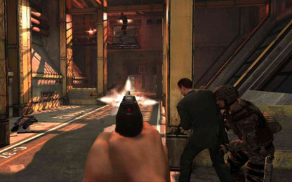 007 Legends Xbox 360 X360 video game featuring first person shooter action gameplay James Bond secret agent missions spy espionage combat iconic Bond villains stealth operations weapon gadgets high stakes objectives cinematic action sequences classic James Bond movie inspired missions and multiplayer combat retro video game collection collectible gaming appeal gameplay screenshot