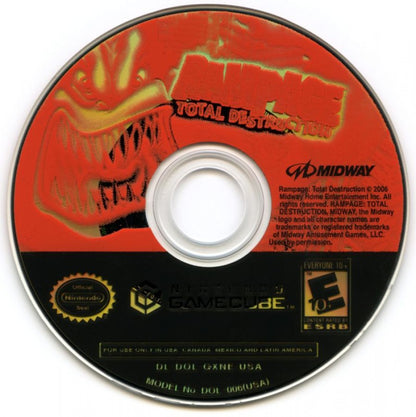 Rampage: Total Destruction disc for Nintendo GameCube (GC) monster fighting action video game