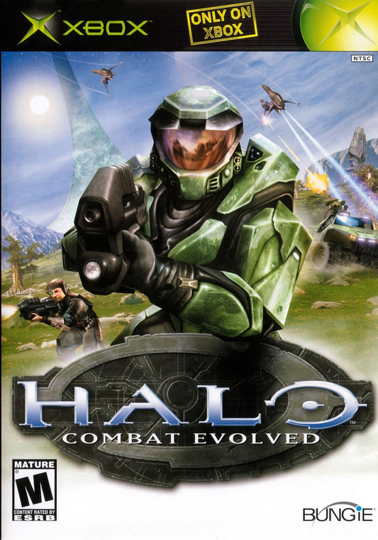 Halo: Combat Evolved for Xbox (XBOX) at Gamers INC, featuring the legendary sci‑fi shooter that introduced Master Chief and the Halo universe, with a cinematic campaign, smart enemy AI, iconic vehicle combat, and split‑screen multiplayer that defined a generation of console FPS action front cover