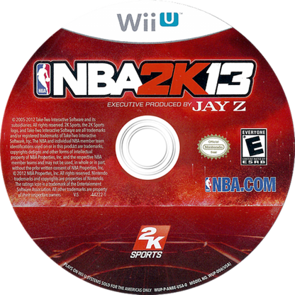 NBA 2K13 disc cover art for Nintendo Wii U (WiiU) video game