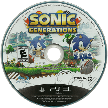 Sonic Generations disc art for PlayStation 3 (PS3) video game