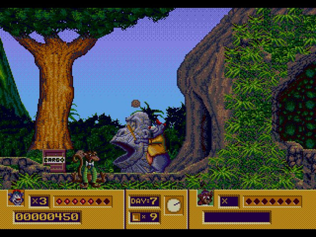 Disney's TaleSpin Sega Genesis GEN action platformer video game featuring Baloo the Bear aerial adventures airplane missions enemy encounters collectible items challenging stages Disney characters and classic Sega Genesis GEN gameplay collectible retro gaming appeal gameplay