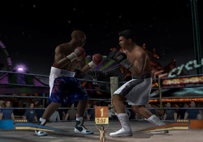 Fight Night Round 2 Greatest Hits PlayStation 2 PS2 video game featuring boxing sports simulation gameplay professional boxing matches realistic boxer movements punch combinations defensive blocking counterpunching career mode championship fights boxer customization and classic PlayStation 2 boxing action Greatest Hits edition retro video game collection collectible gaming appeal gameplay