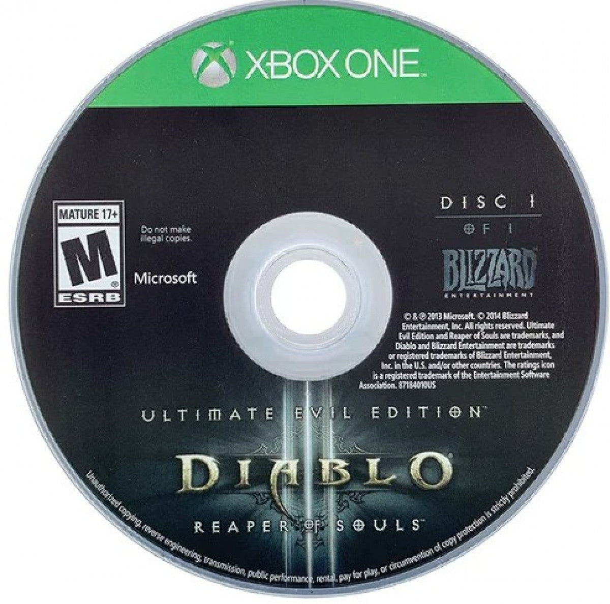 Diablo III: Reaper of Souls [Ultimate Evil Edition] disc for Xbox One (XONE) video game