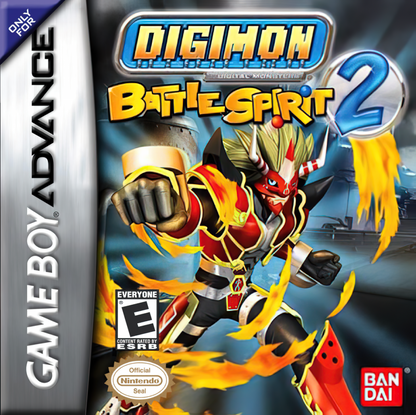 Digimon Battle Spirit 2 Game Boy Advance GBA video game featuring fighting gameplay Digimon battles character abilities special attacks arena combat collectible Digimon characters competitive matches and classic handheld Nintendo gameplay retro video game collection collectible gaming appeal cover art