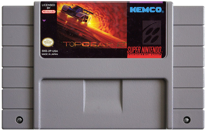 Top Gear 2 Super Nintendo Entertainment System SNES for arcade racing video game fans featuring high speed cars challenging tracks nitro boosts vehicle upgrades varied environments split screen multiplayer and fast paced classic racing gameplay collectible gaming appeal game cartridge