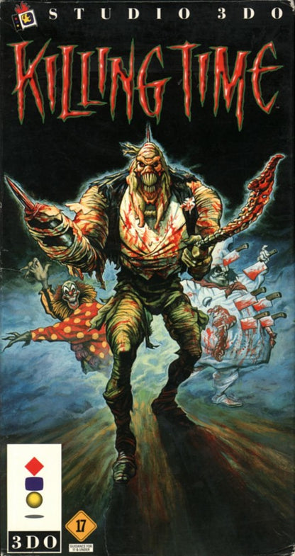 Killing Time 3DO Interactive Multiplayer for retro video game enthusiasts featuring first person shooter gameplay supernatural horror atmosphere haunted mansion exploration puzzle solving fast paced combat eerie environments and collectible gaming appeal cover art 