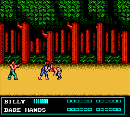 Double Dragon III The Sacred Stones NES Nintendo Entertainment System beat em up side scrolling brawler martial arts combat co op multiplayer arcade style Technos Japan retro 8 bit gaming cartridge video game title gameplay