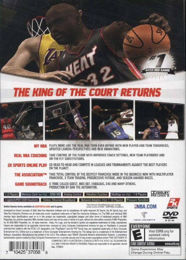 NBA 2K7 – PlayStation 2 (PS2) basketball sports video game back of case