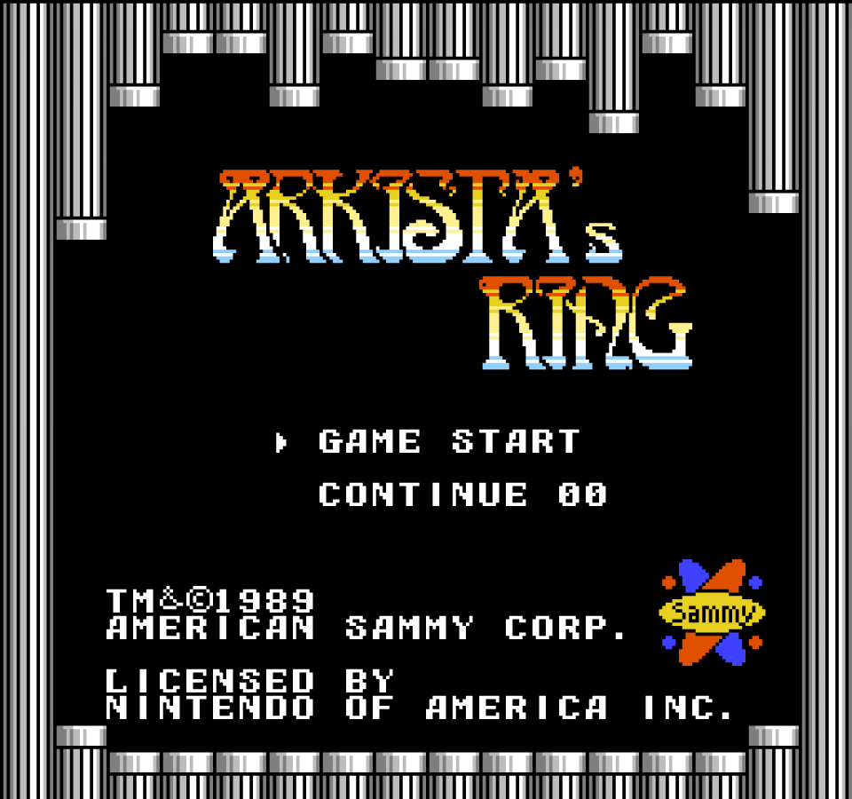 Arkista's Ring Nintendo Entertainment System NES for retro video game enthusiasts featuring fantasy action adventure gameplay magical bow combat cooperative two player mode dungeon exploration enemy battles classic 8 bit gaming and collectible gaming appeal gameplay