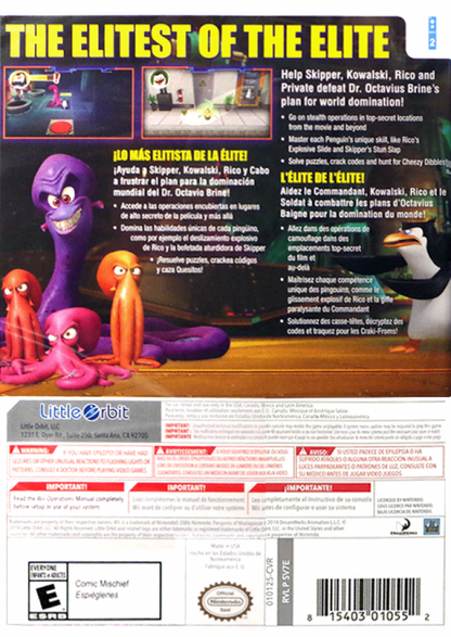 Penguins of Madagascar – Nintendo Wii (Wii) action-adventure platformer children’s video game back of case